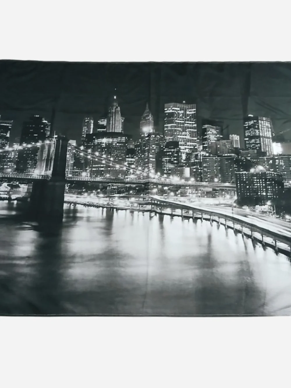 Black & White Cityscape Tapestry - Urban Night Skyline
